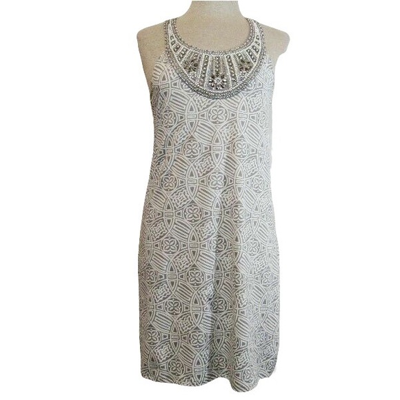 INC International Concepts Gray & White Women's MIDI dress (NWOT) Size: Medium - Picture 1 of 11